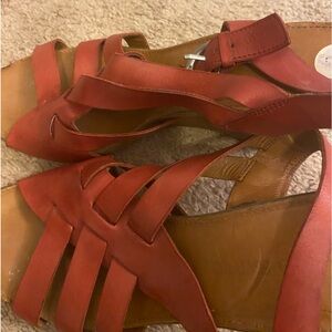 Red wedge sandals